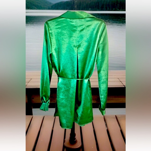 💚SUSAN GRAVER💚SHINY BUTTON JEWELS SIDE SLIT SHIRT TUNIC BLOUSE W/ SASH NWT❣️ - Picture 4 of 8